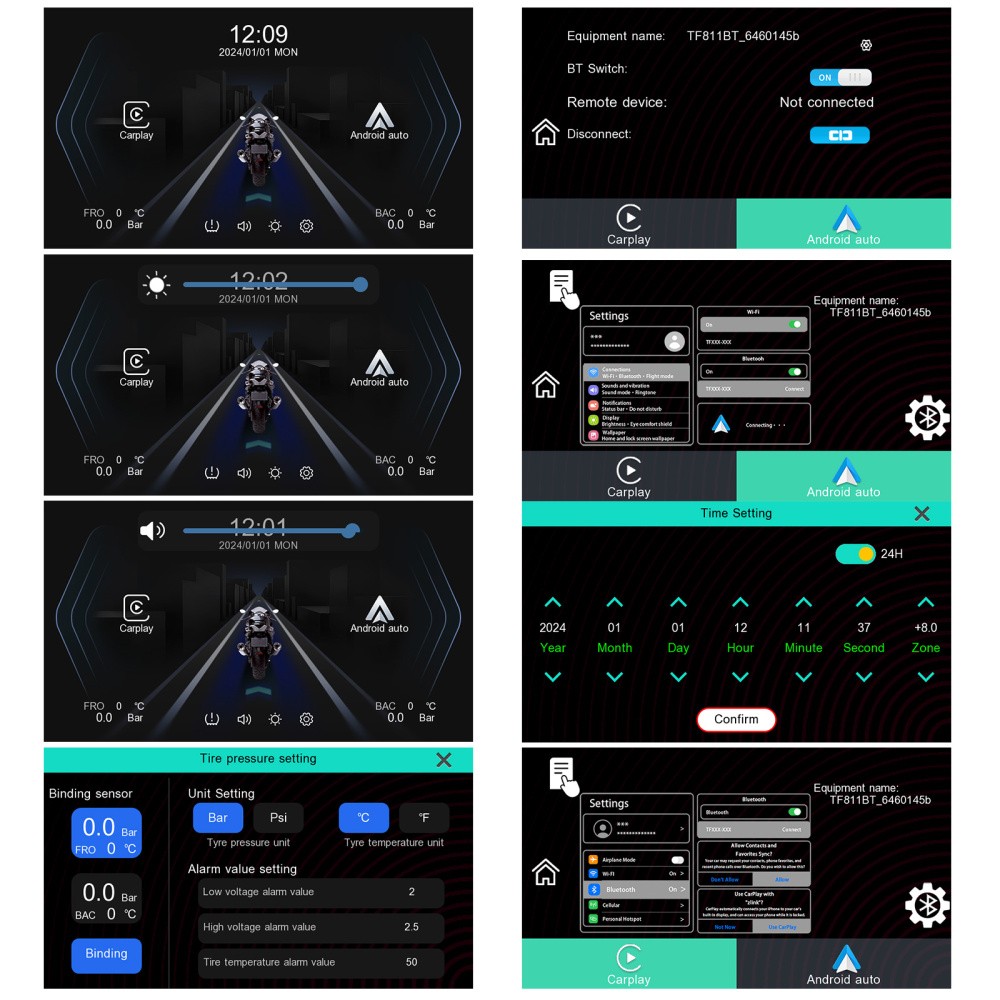 5" Apple CarPlay Android Auto Portable Screen Waterproof Navigator Motorcycle