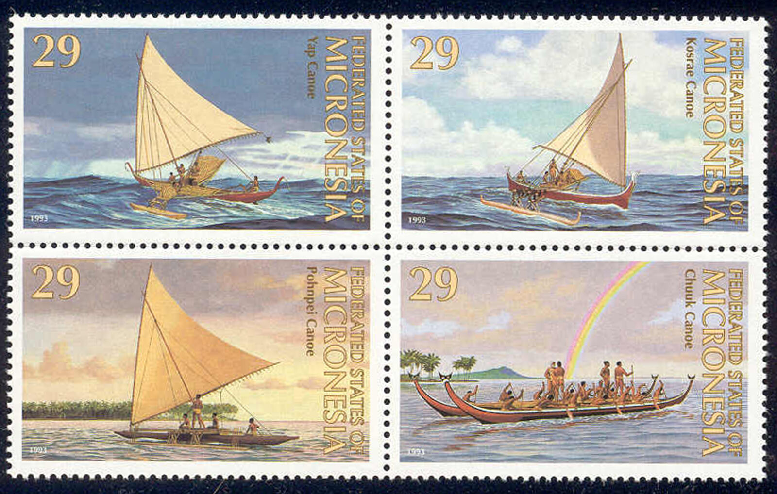 Micronesia - MNH 1993 Pacific canoes #176a cv 3.25