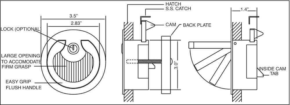 LS 100 slam latch - marine latch, marine hardware