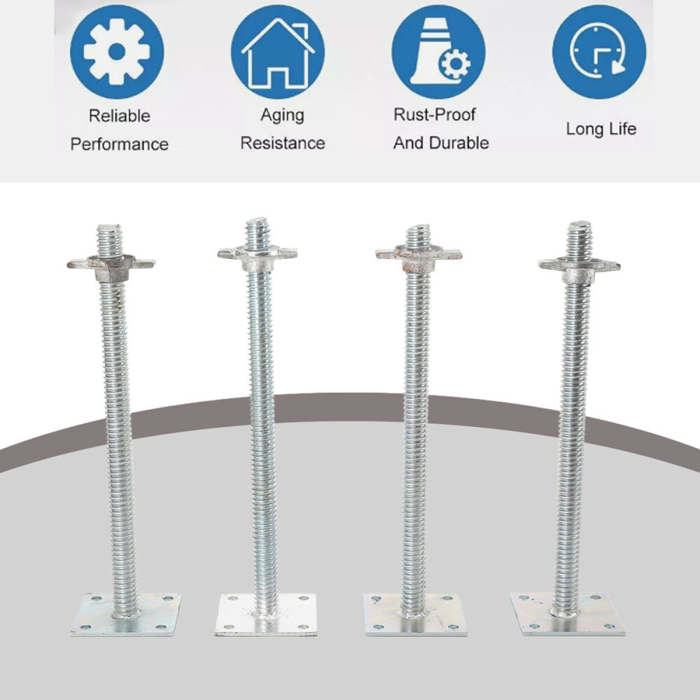 4Pcs Adjustable Leveling Jacks 18" Scaffolding Solid Screw Jack with Base Plate