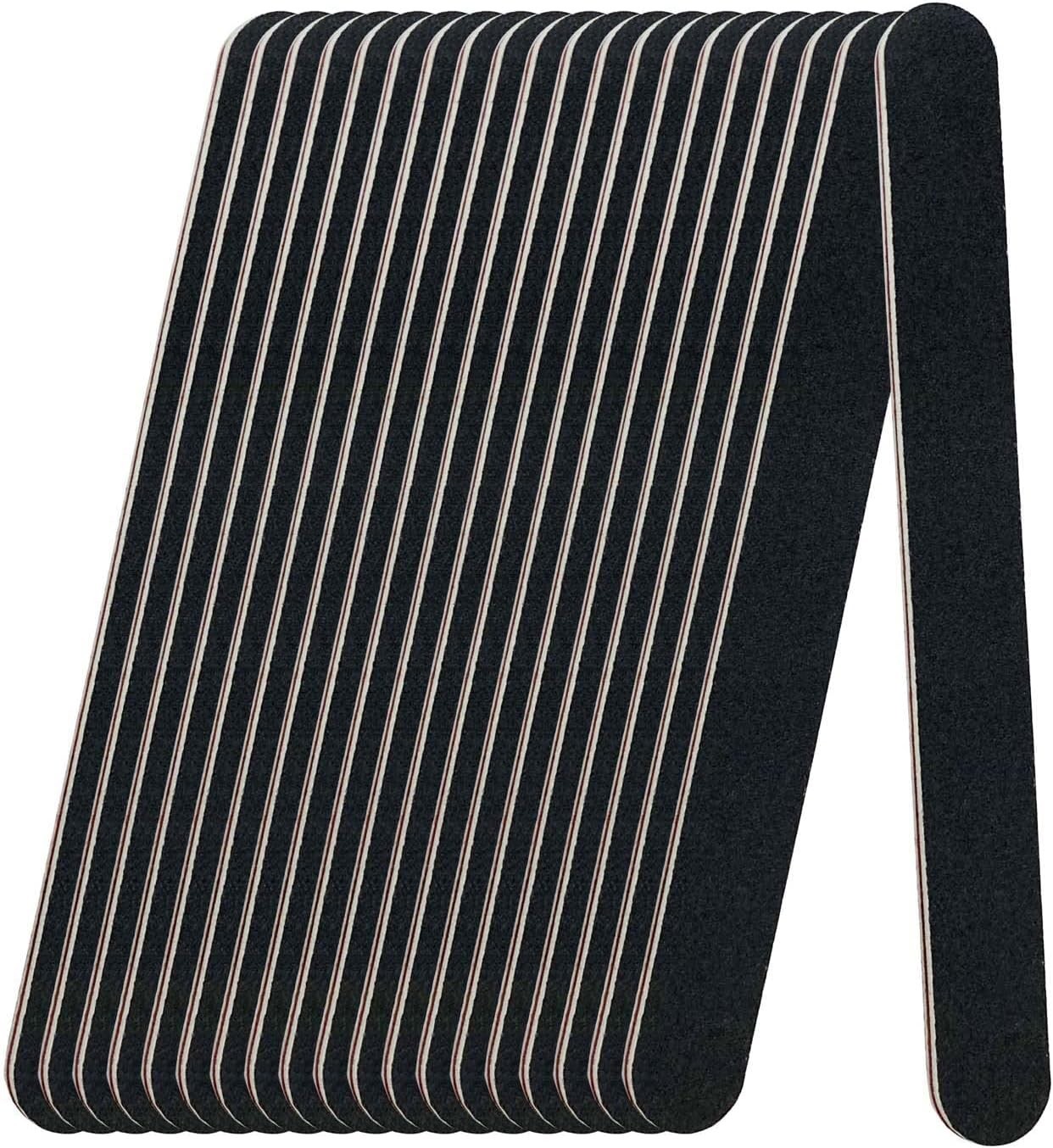 20 Pack 100/180 Grit Nail Files Black Professional Emery Boards Nail