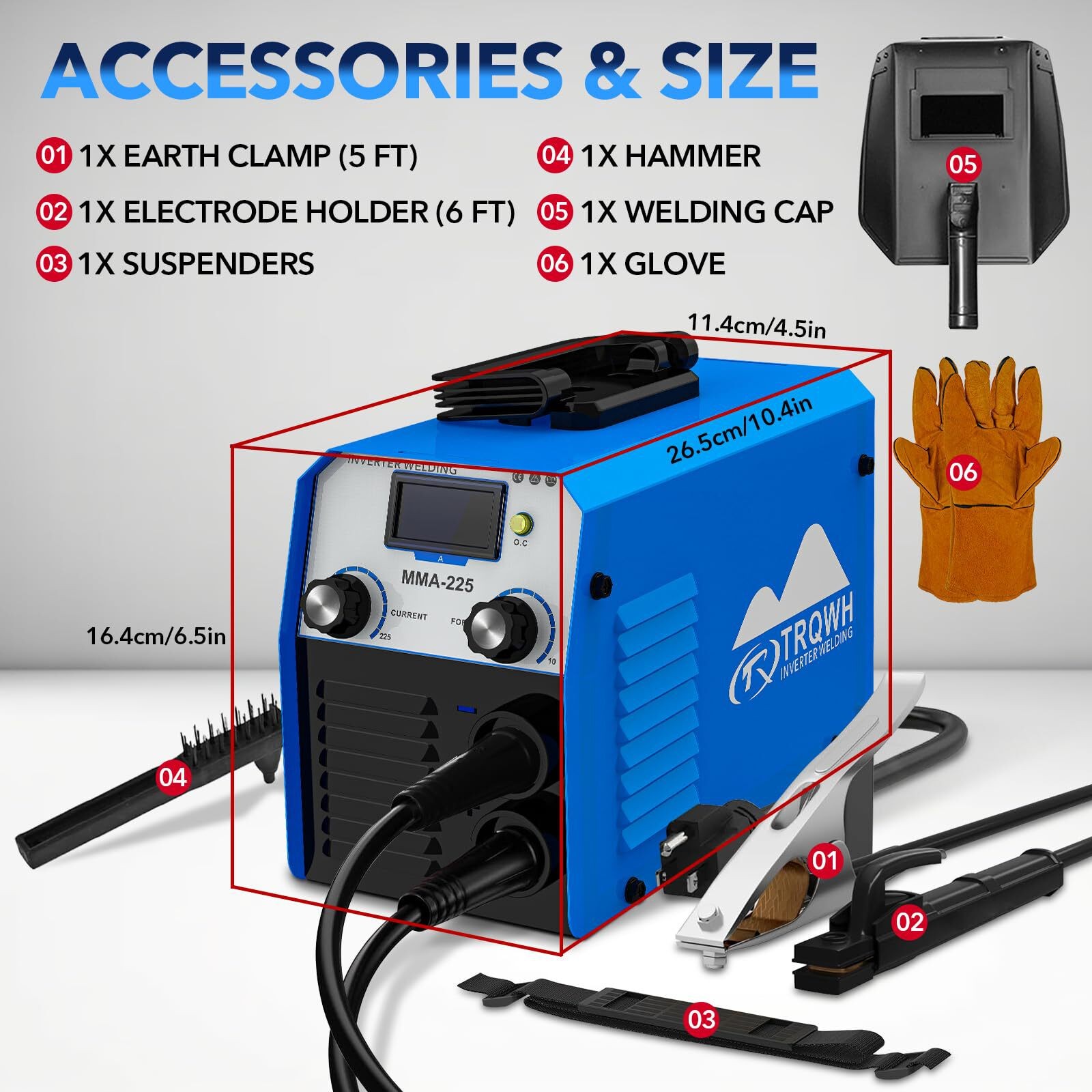 TRQWH 225A Portable Stick Welder, 110V/220V IGBT Inverter Welding Machine