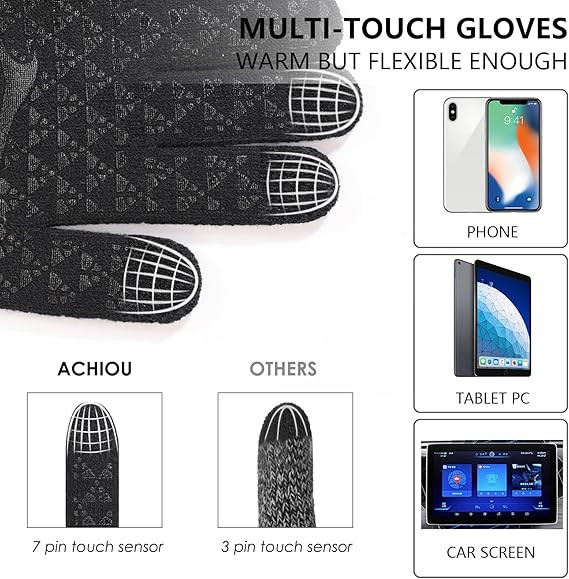 Winter Touchscreen Gloves Thermal Knit Lining Windproof Texting Driving Running