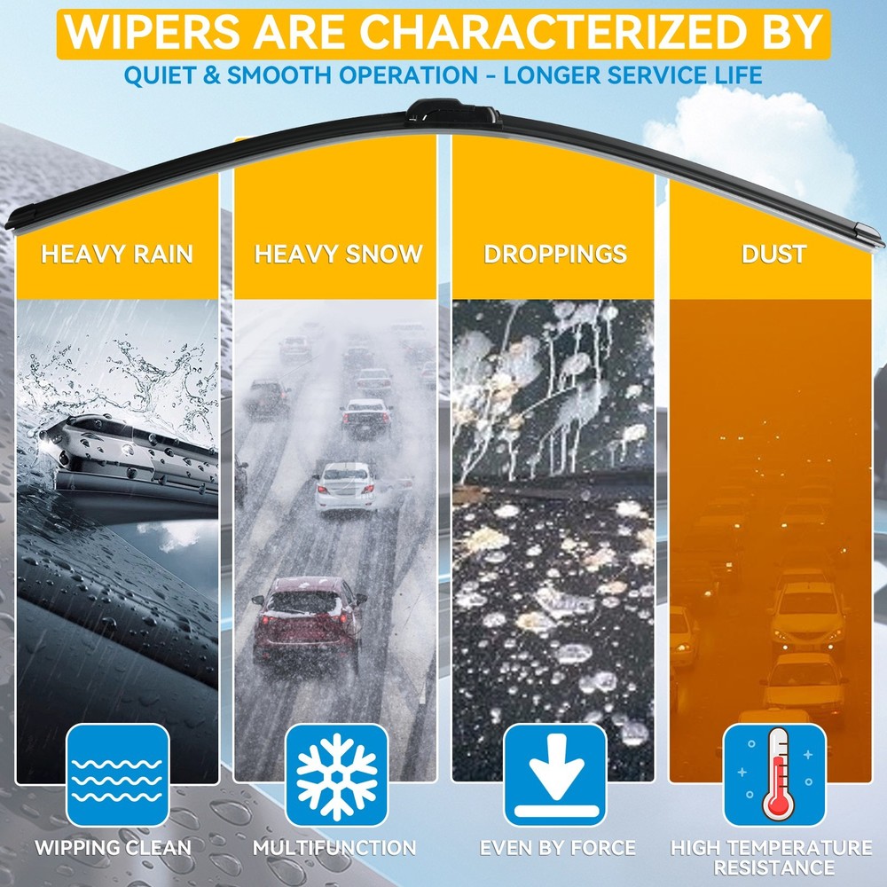 2Pcs Front Windshield Wiper Blades Set For Cadillac DeVille 1991-2005 22"+22"