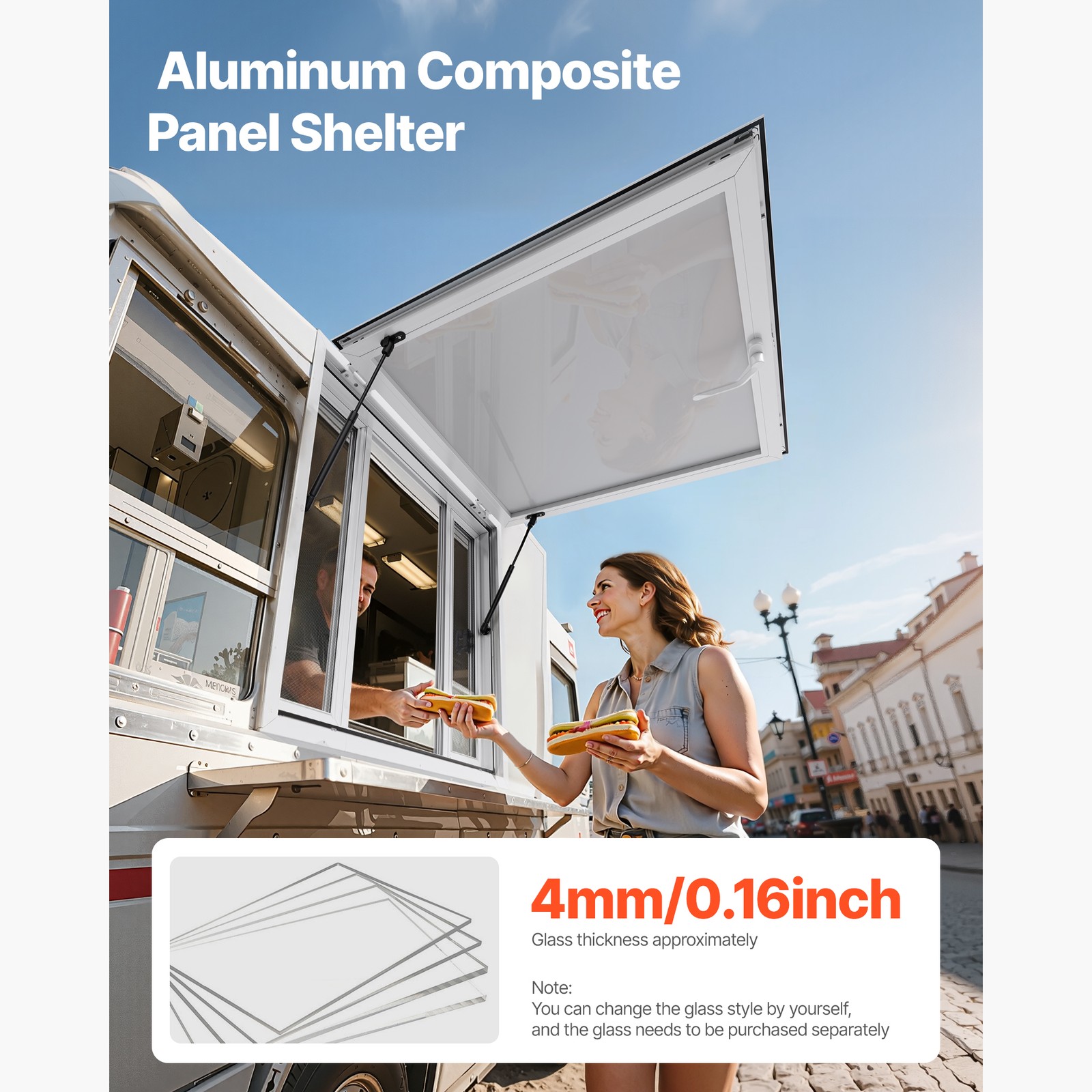 Uimoso 36x36in Aluminum Alloy Food Truck Service Window with Awning