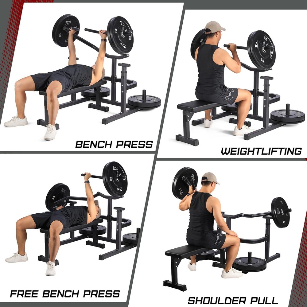 Chest Press Machine with Adjustable Flat Bench,Versatile Bench Press Rack