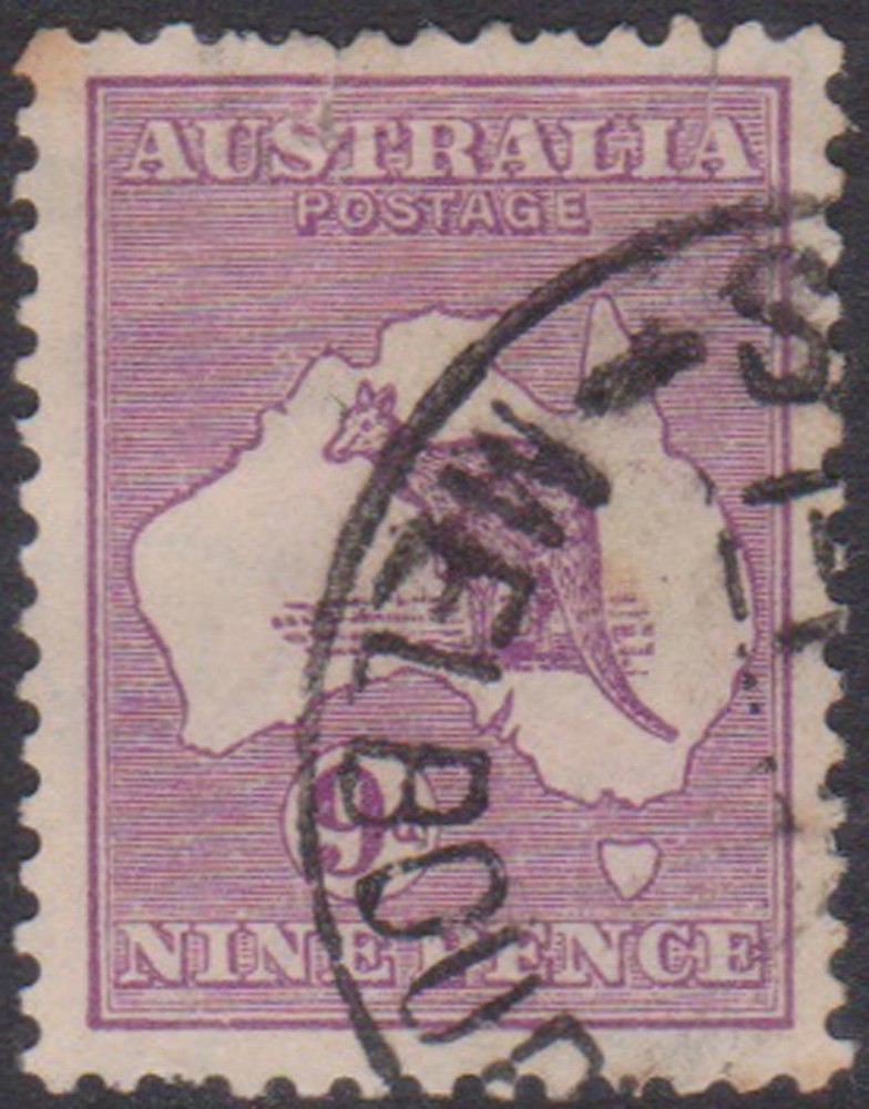 (F390-77) 1930 AU 9d violet Kangaroo stamp (CA)
