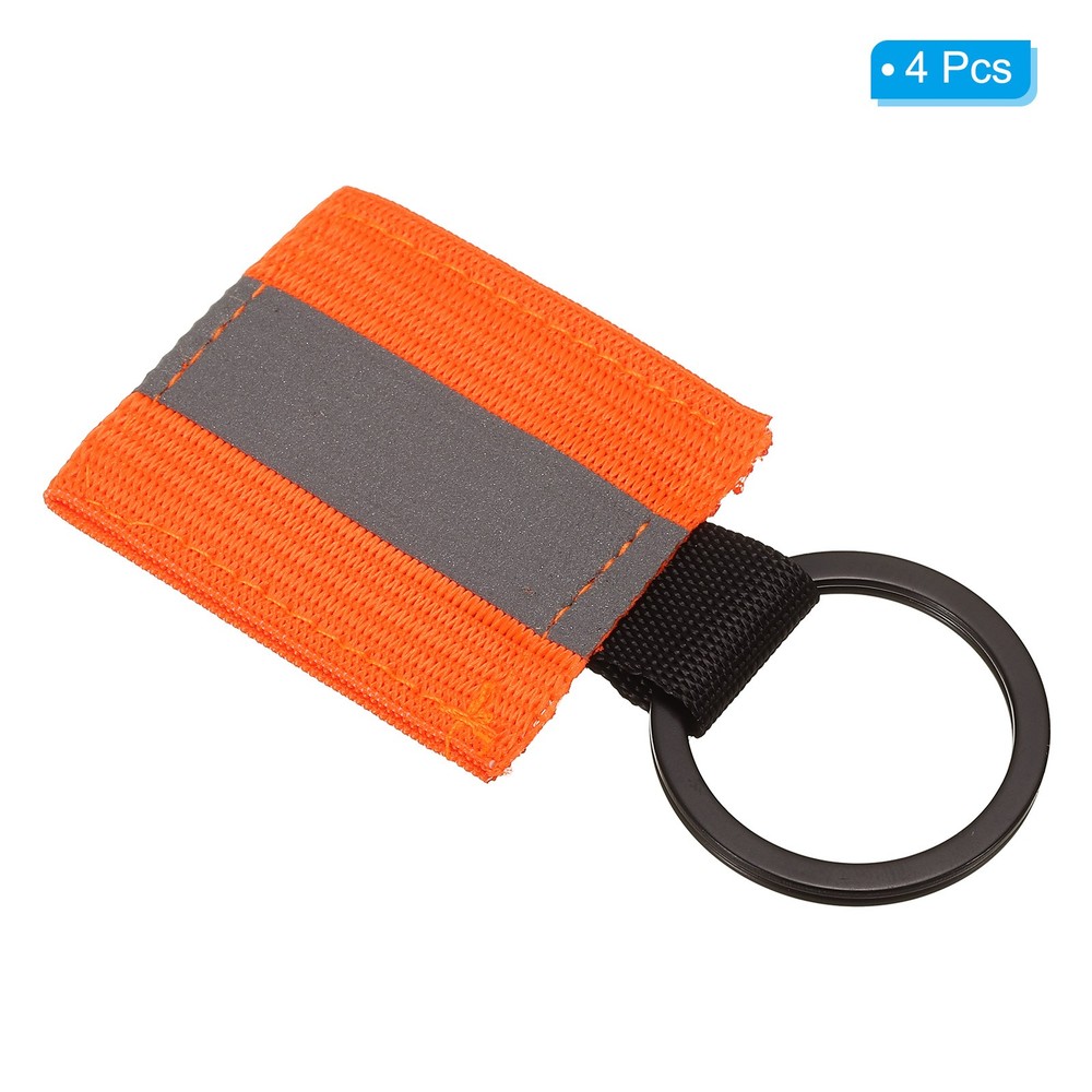 4 Pcs Reflective Keychain Tags, Reflective Zipper Pulls, Orange