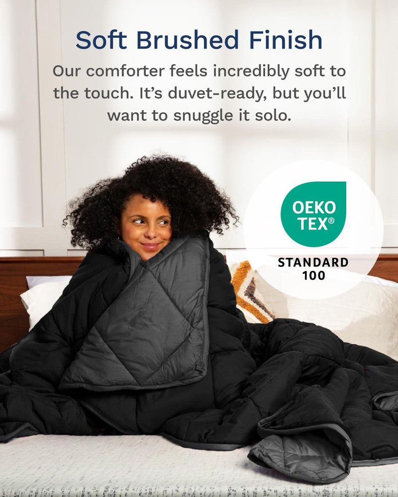 Black Gray Twin XL Reversible Microfiber Down Alternative Quilted Comforter