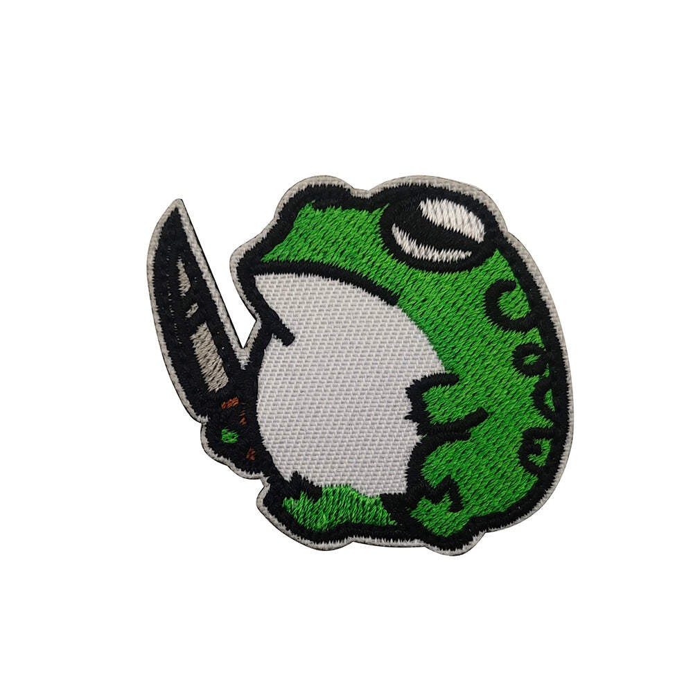 Funny Frog Toad with Knife Embroidered Tactical Hook and Loop Morale Patch Ships