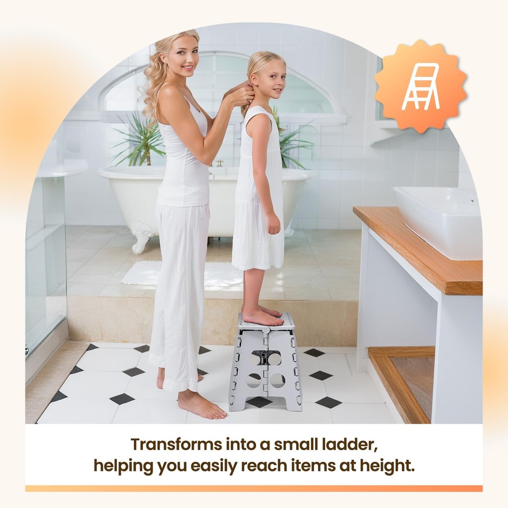 Folding Step Stool Foldable Stool 13 inch Plastic Stools for Kids and Adults ...