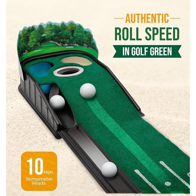 Golf Putting Mat Indoor W/ Obstacles & 2 Balls Precision Practice Training