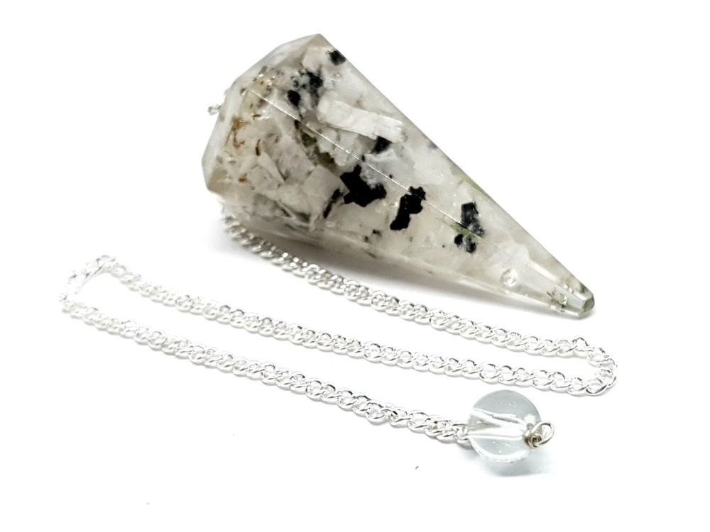 Pendulum Rainbow Moonstone Orgone Dowser Faceted Orgonite Crystal Dowsing