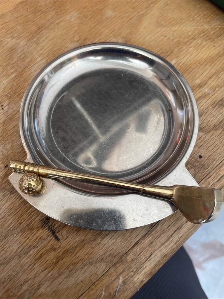 Silver With A Gold Golf Club Trinket Dish