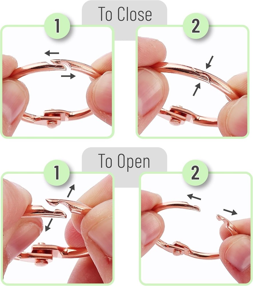Versatile Rose Gold Binder Rings 40 Pack - 1 Inch for Secure Document Binding