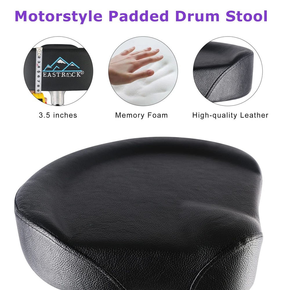 Drum Throne Adjustable Height, Drum Stools Rotatable Padded Motorcycle Style ...