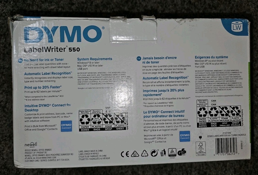 DYMO LabelWriter 550 Label Printer Bundle Maker Direct Thermal Printing