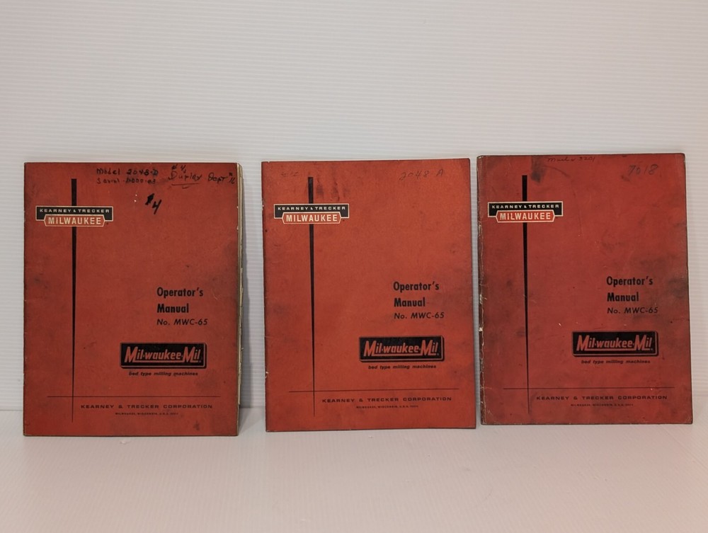 Kearney & Trecker Milwaukee No. MWC-65 Operator's Reference Manual, Mill Machine