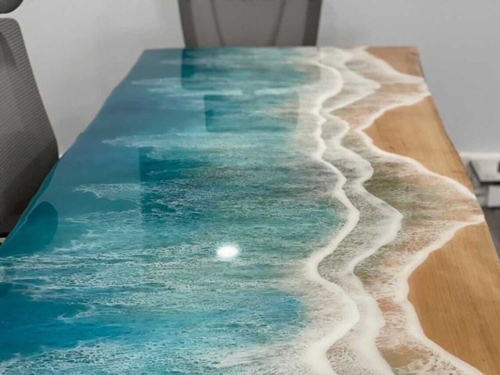 Ocean Table,Epoxy Wooden Table Top, Dining Table Epoxy Resin River Kitchen Table