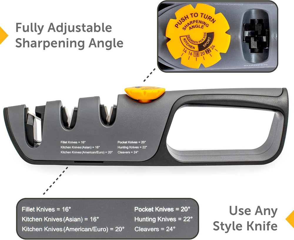 RazorSharp Knife Sharpener, Adjustable Angle, Diamond Ceramic, Non-Slip Grip