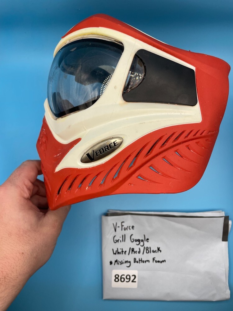 V-Force Grill Goggle White/Red/Black (Missing Bottom Foam)