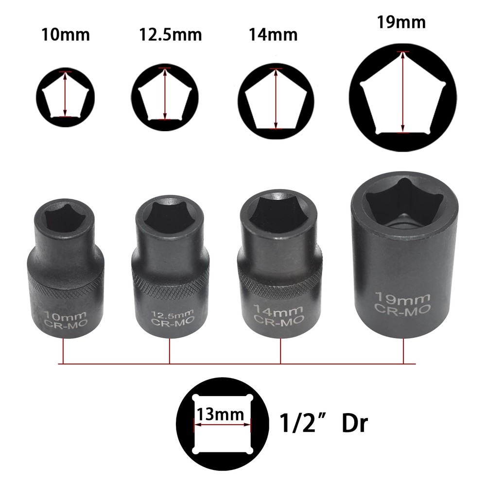Yuesstloo 18PCS Brake Caliper Socket Set Kit, Adjusting Tools, 18pcs