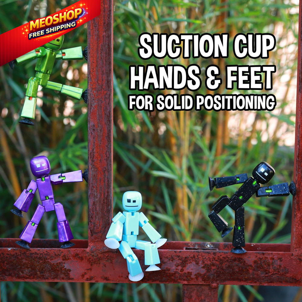 Zing StikBot Single Pack - Includes 1 3 inches tall, Solid Black Sparkle