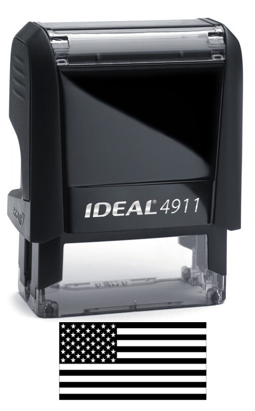 AMERICAN FLAG on the IDEAL 4911 Self-inking Stamp with BLACK iNK