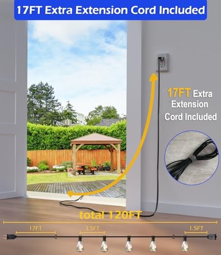 120FT LED Outdoor String Lights with 30+2 Edison Shatterproof 120 FT