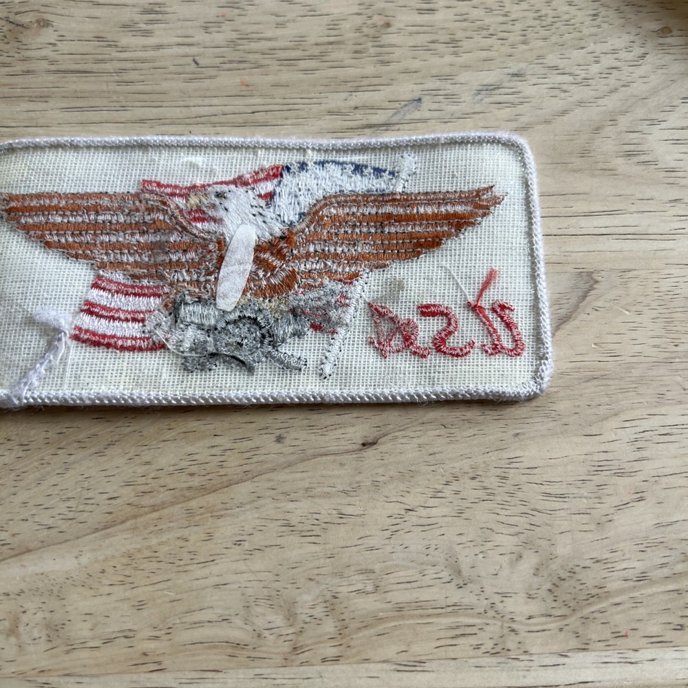 USA Flag Harley Davidson Eagle Logo Patch White with Red Lettering
