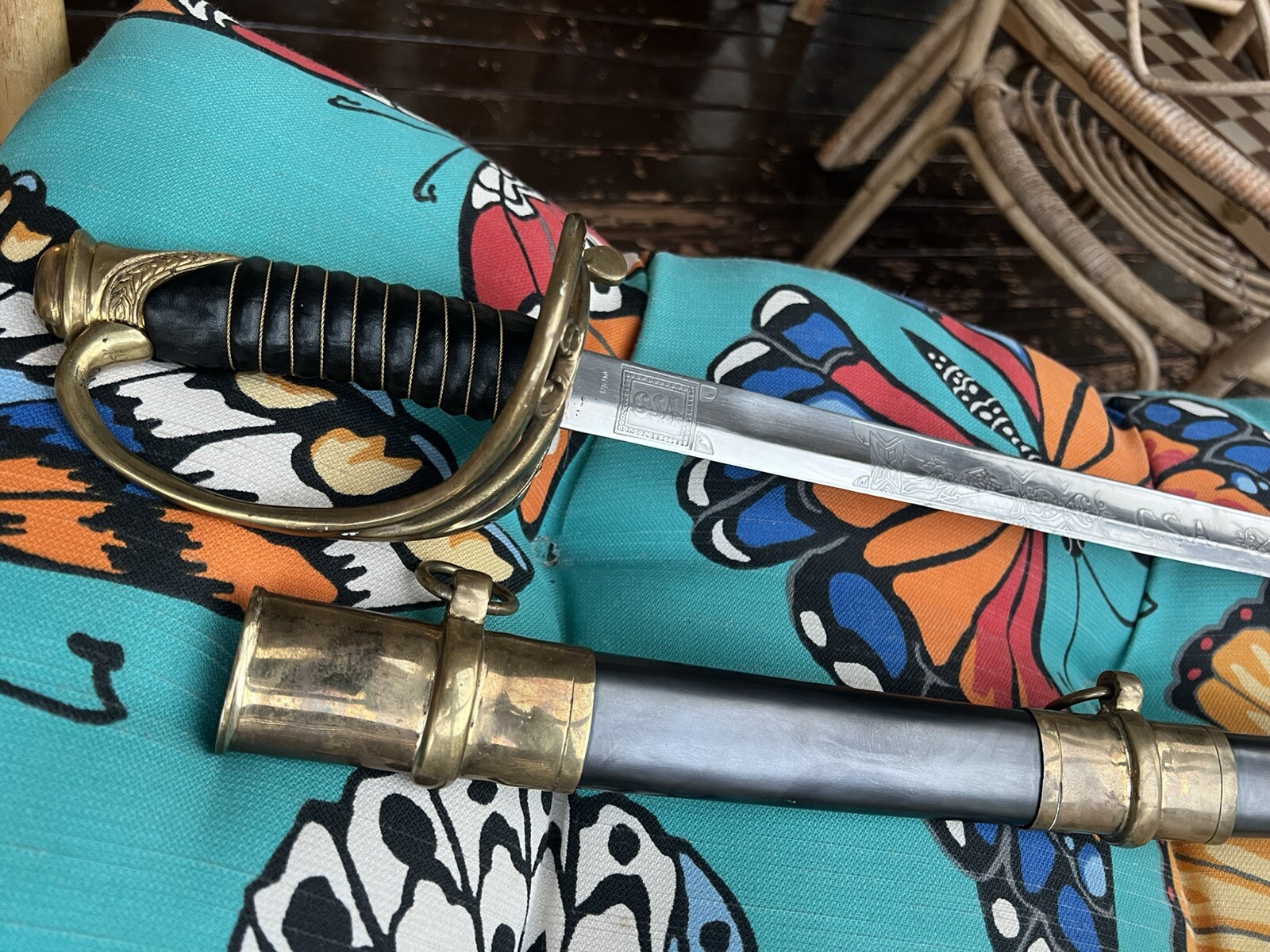 Confederate Sabre Replica Sword India Made Used with Free Shipping