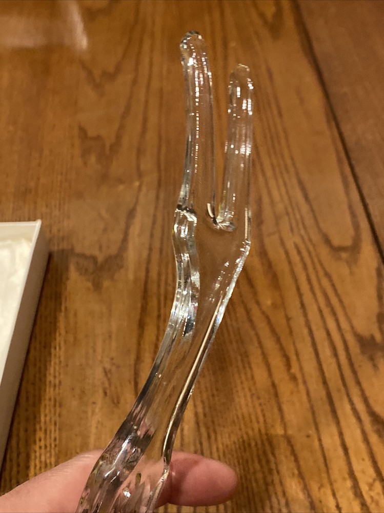 Vtg CHELTENHAM Glass 9.5" Serving Fork Embossed Diamond Pattern Handle In Box