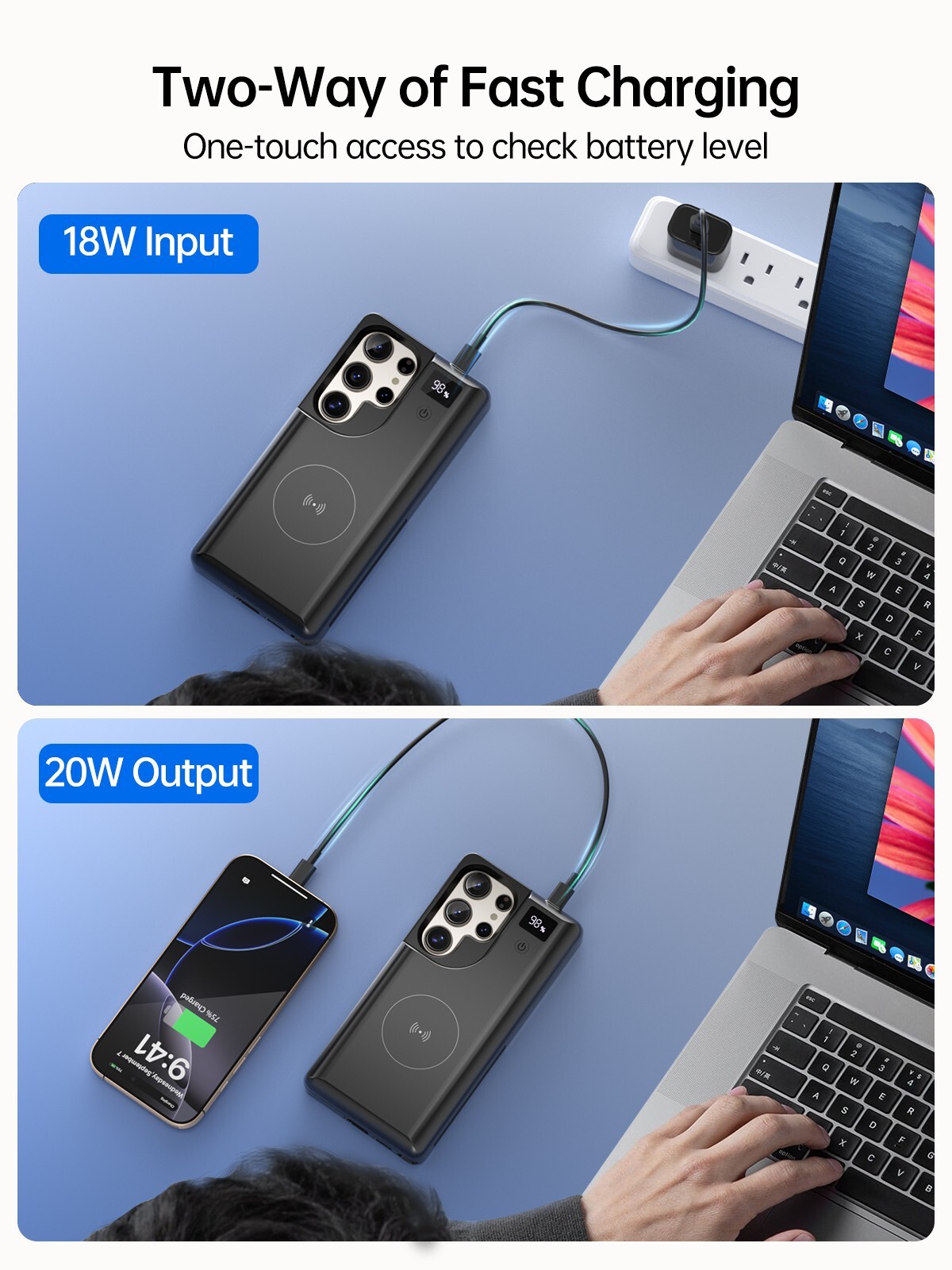 NEWDERY 10000mAh Wireless Battery Case For Samsung S25 Ultra Power Bank Case