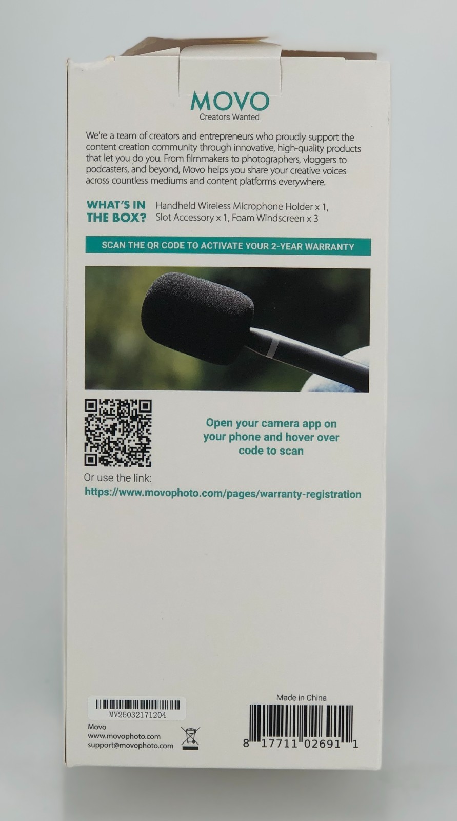 Movo WMX-HM2 Wireless Microphone Handle Handheld Interview Grip with Mic Holder