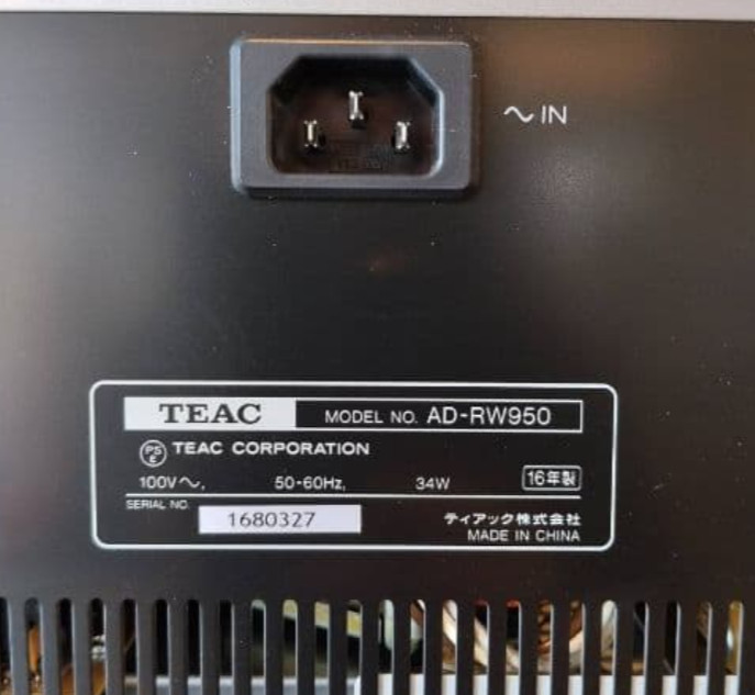 TEAC AD-RW950 CD Recorder Cassette Deck w/ Cable Tested Works