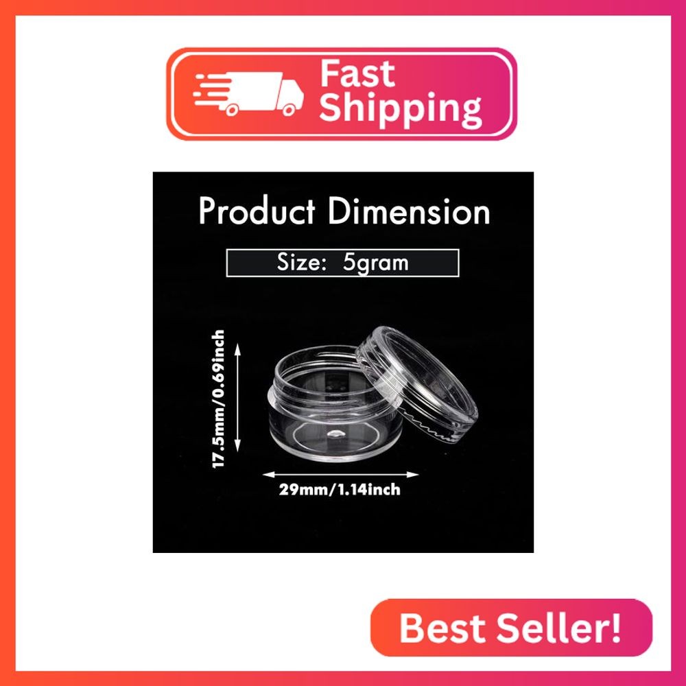 5 Gram Sample Containers With Lids, 100 Count 5ML Clear Jars, Empty Lip Balm Con