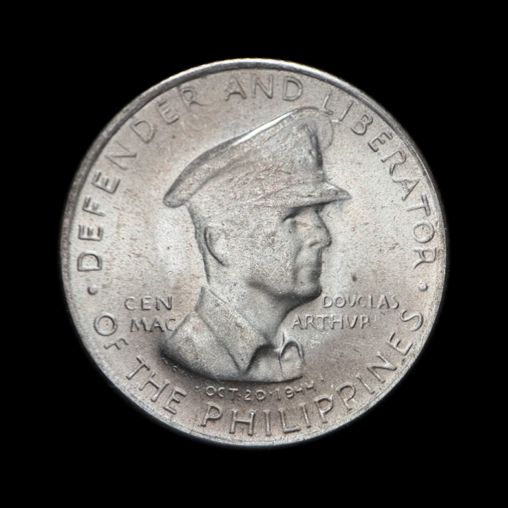 PHILIPPINES. 1947, 50 Centavos, Silver - Gen MacArthur Allen-R-1a DDO, 18