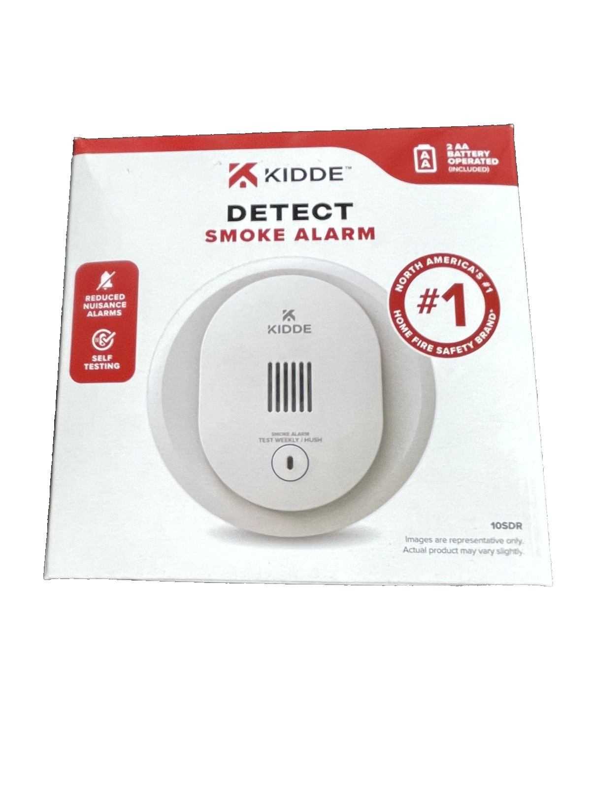 Kidde 10SDR Compact 4" AA Battery Powered Smoke Detector w/ Photoelectric Sensor