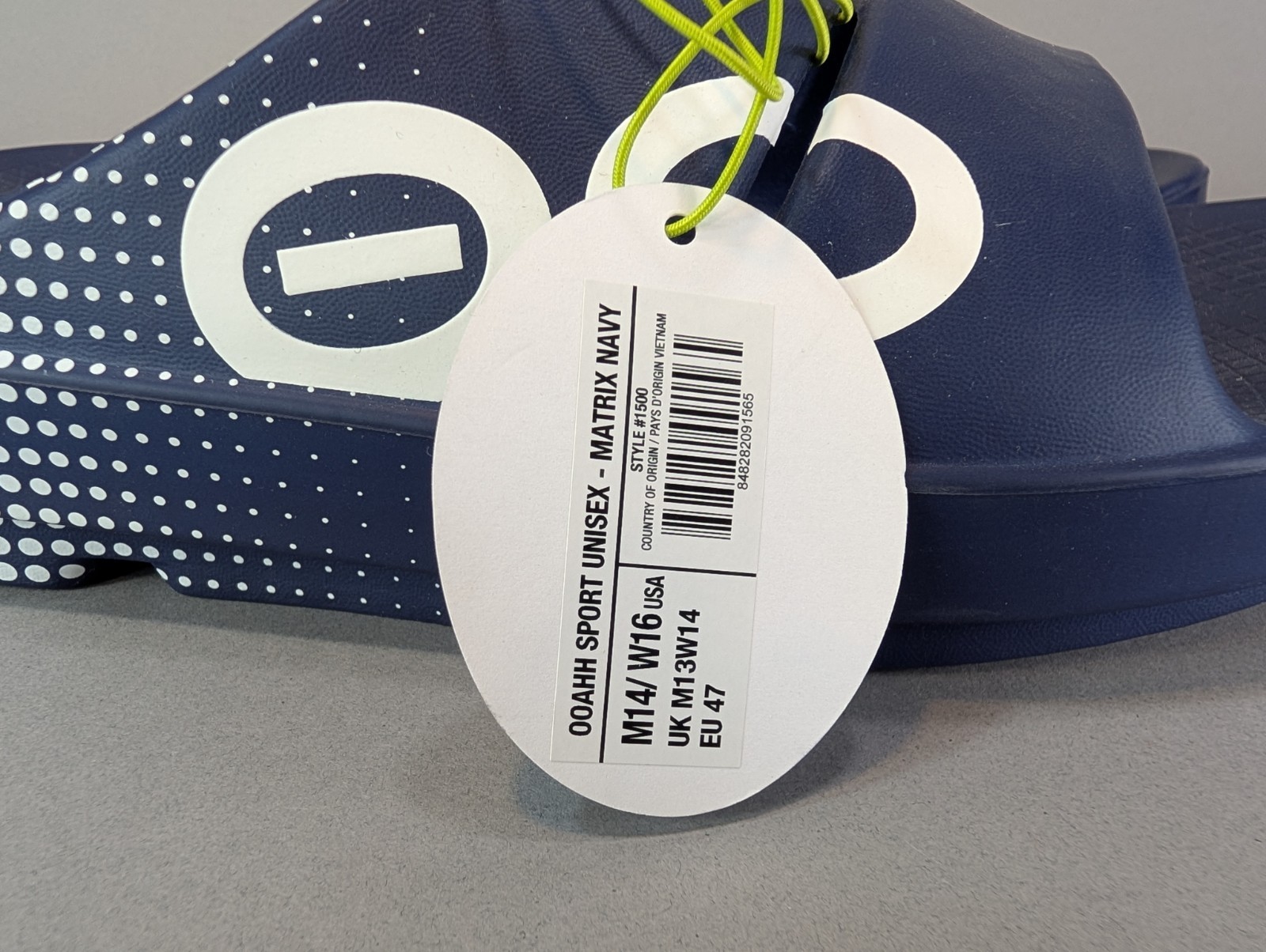 OOFOS Mens Size 14 OOAHH Sport Recovery Slide Sandals Matrix Navy Blue