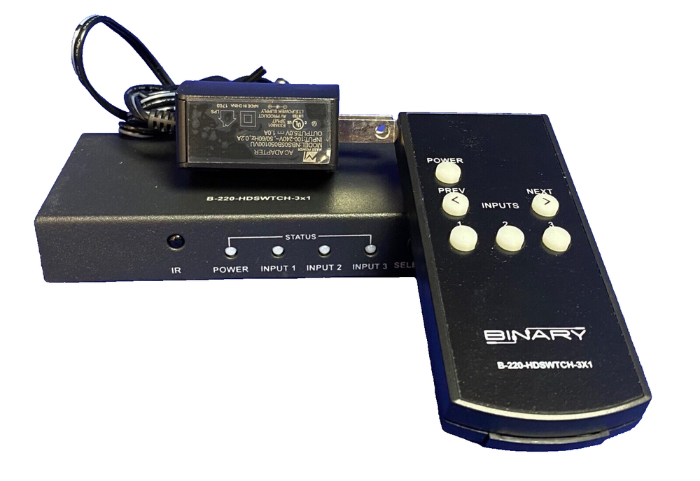 BINARY B-220-HDSWTCH-3x1 HDMI, HDMI Switcher, Excellent Condition, Open Box