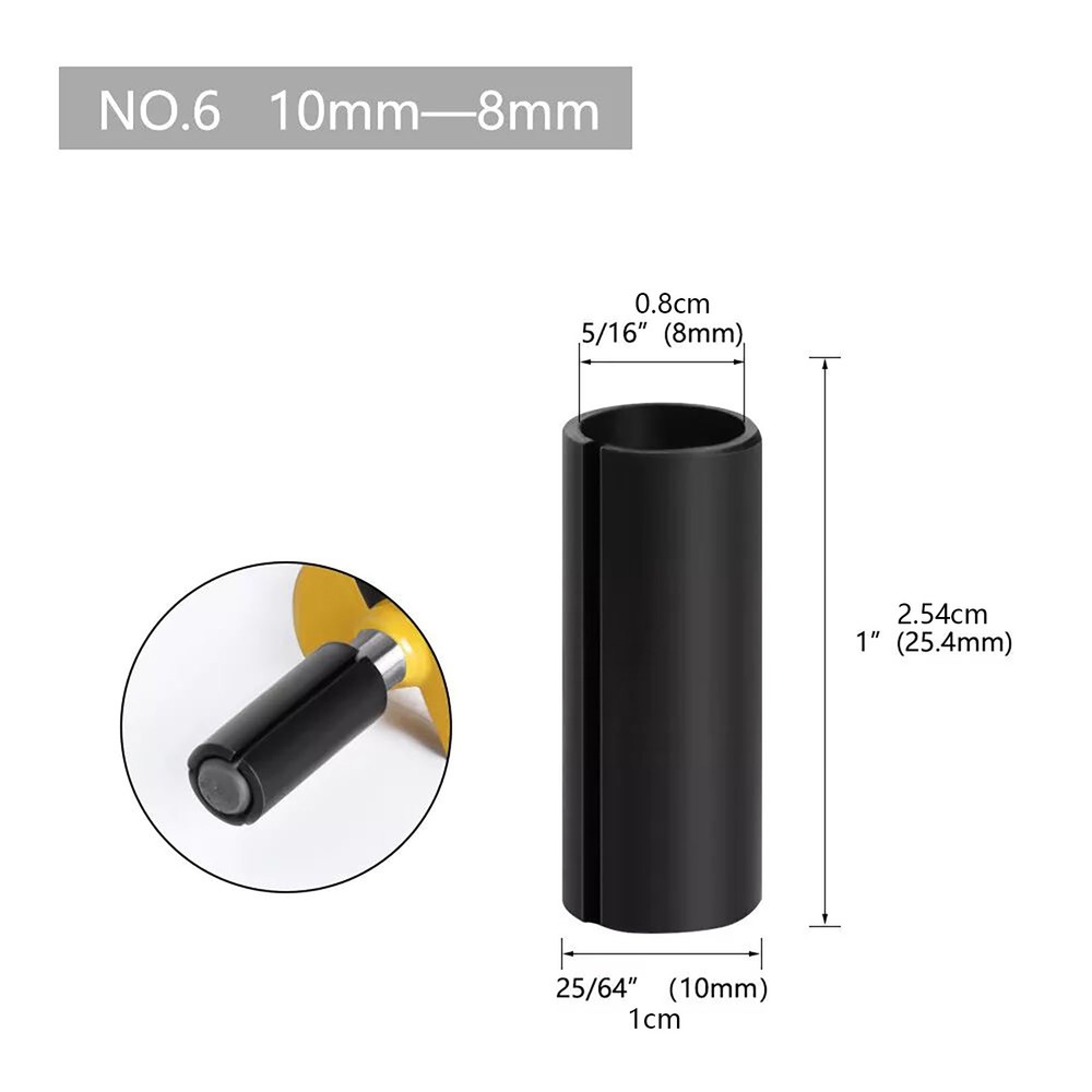 9Pcs Adapter Converter Router Collet Reduction Sleeve Tool Bit Connector