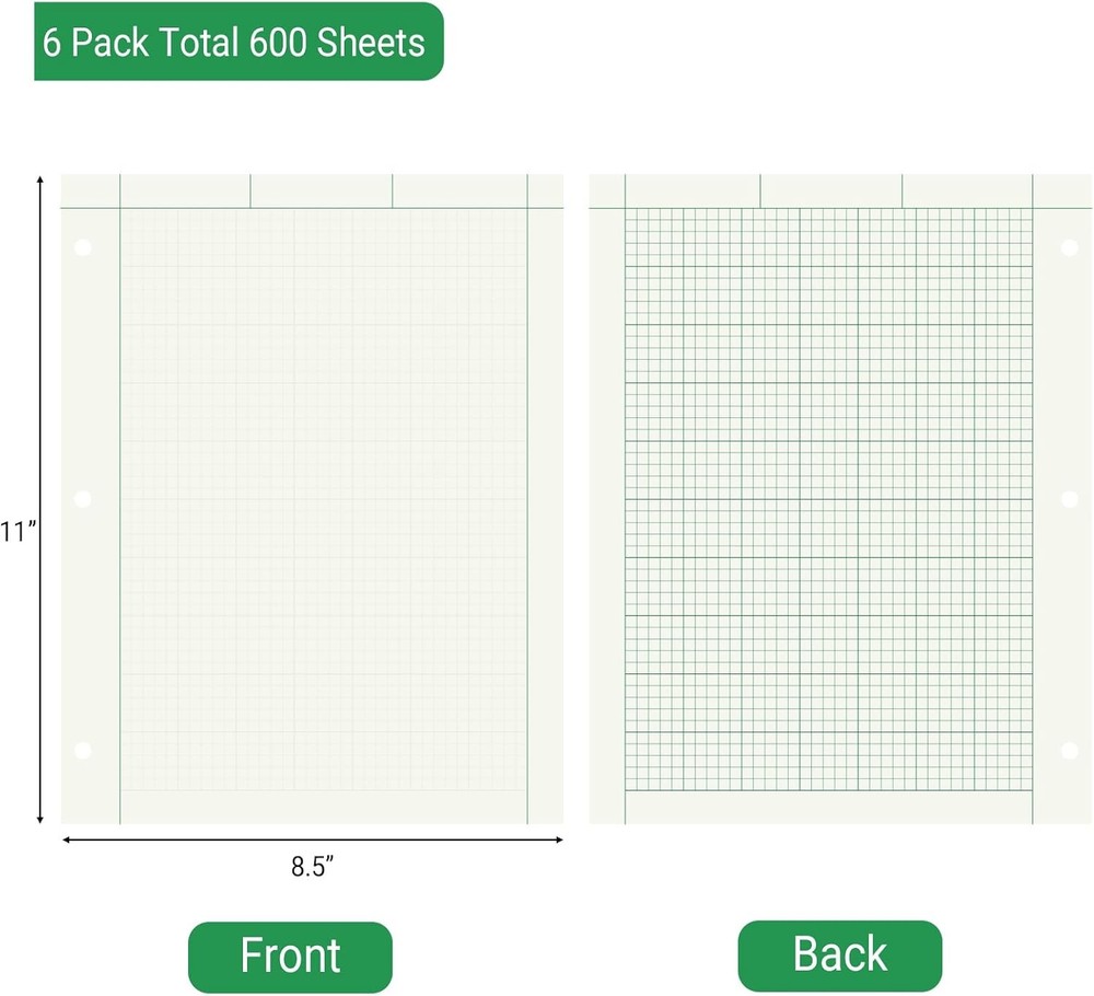 6 Pads Engineering Paper Notebook, Engineering Computation Pad, 8.5X11 Inch Engi