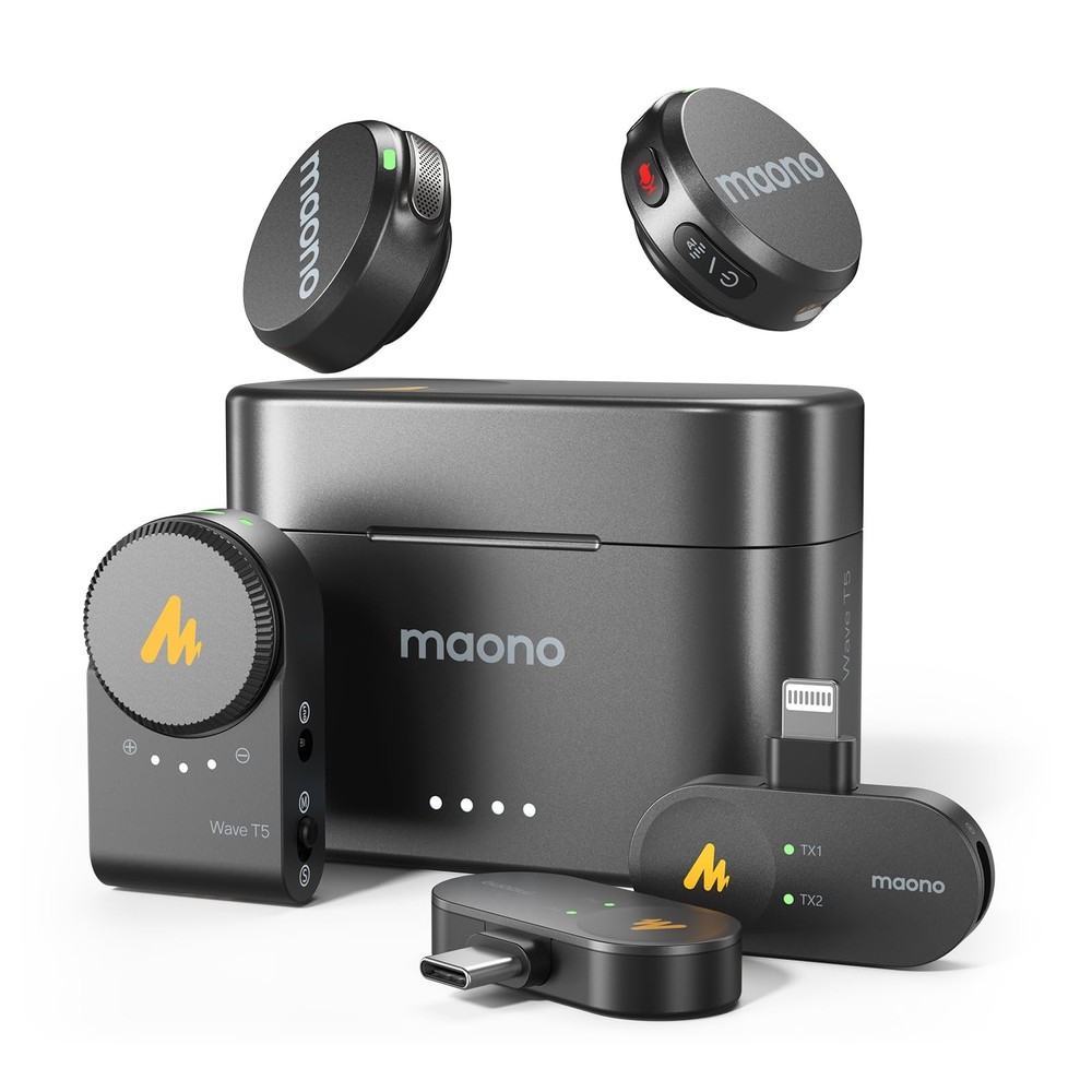 MAONO Wireless Lavalier Microphone for Small, USB-C/Lightning/Camera
