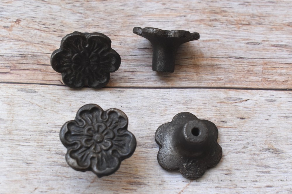 Vintage Floral cast iron cabinet drawer Kitchen door gate knobs pull 10 pcs