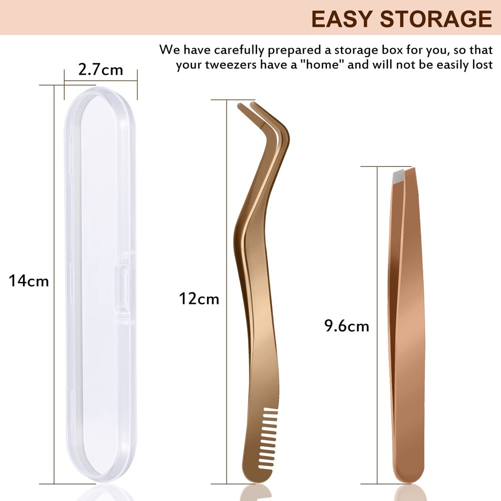 False Eyelash Applicator Tool Set for Lash Clusters - 2 Gold Tweezers
