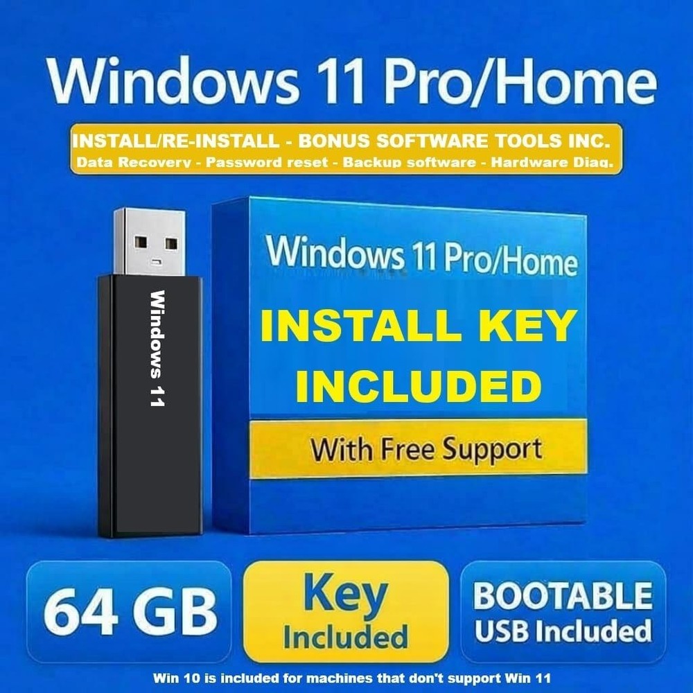 Bootable USB for Install & Reinstall Window 10 and Window 11 with Install Key...