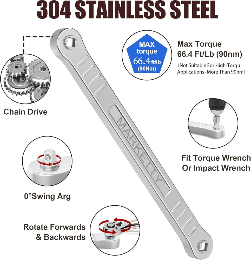 Offset Extension Wrench Impact Ready 3/8" for Tight Spaces Extender Tool With