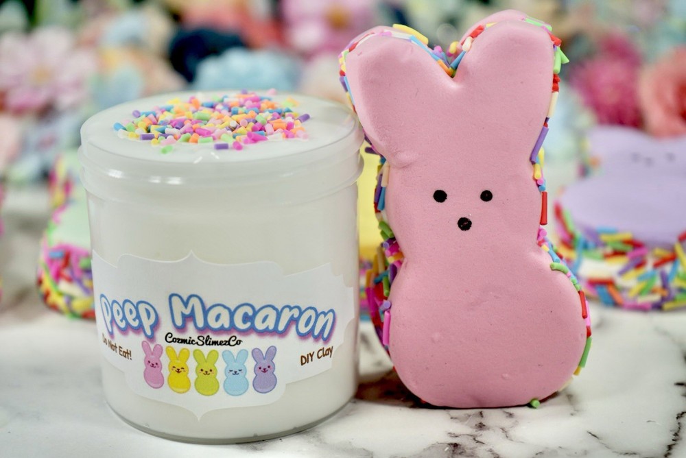 Peep Macaron Thick & Glossy Slime DIY Clay, Easter Theme, Scented, ASMR