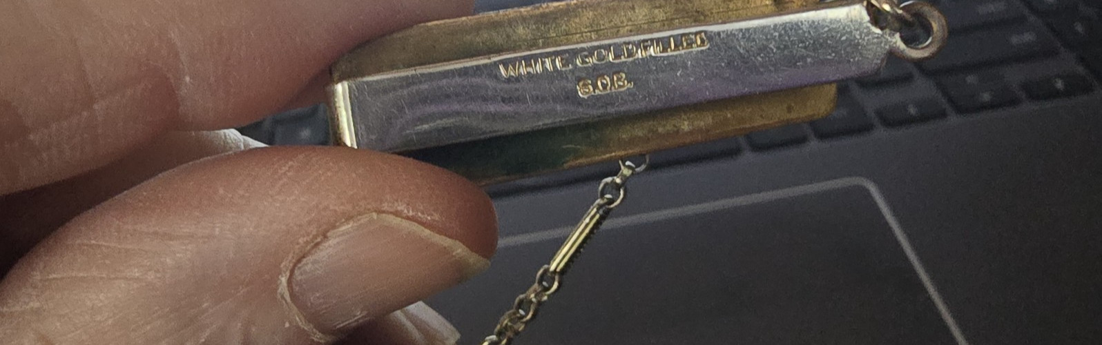 Peaky Blinders Watch Chain for Belt 8" & Belt Buckle White GF Art Deco SO Bigney