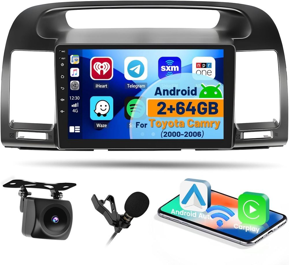 2+64GB Android 15 Car Carplay Stereo Radio GPS Navi For Toyota Camry 2000-2006